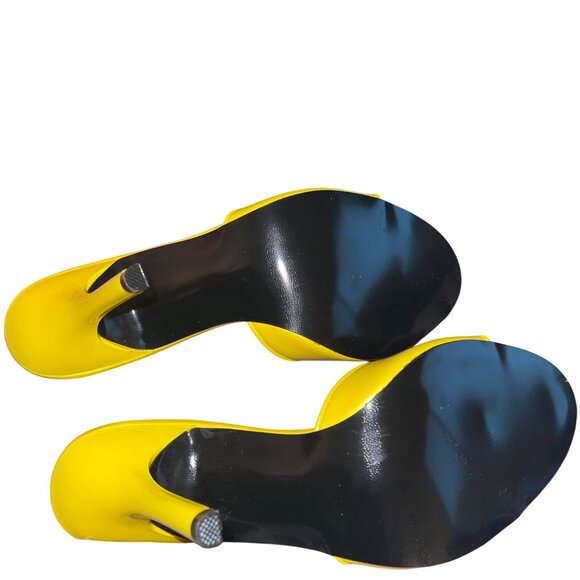Fredericks of Hollywood Vintage 1990s Womens Mule Stiletto Size 7.5 Yellow New - Picture 3 of 8